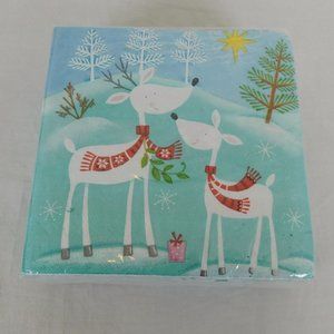 Christmas Winter Reindeer Paper Napkins Unbranded Blue Festive Holiday NOS